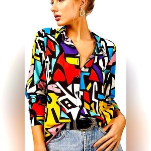 BRAND NEW Women’s Blouse, Casual Long Sleeve Button Down Shirt/Top, Size: XXL